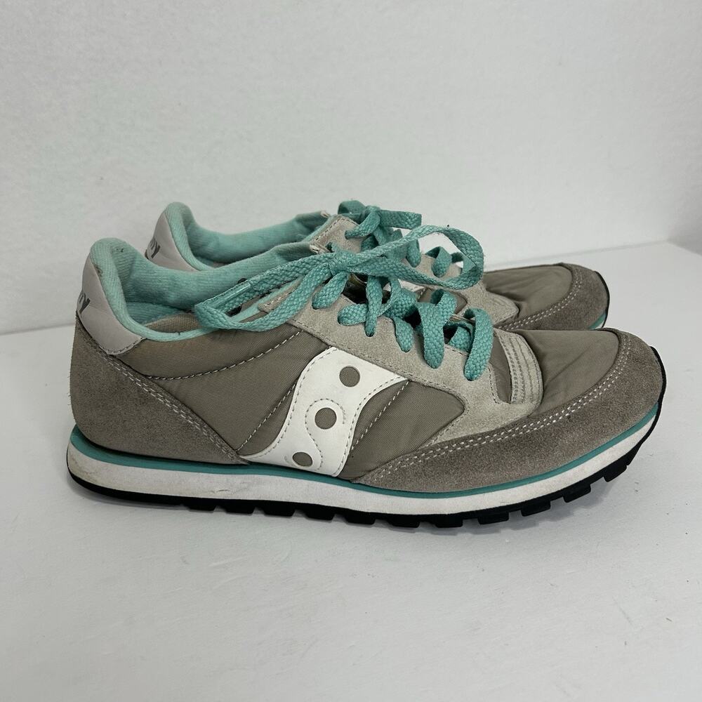 Saucony Jazz Low Pro Womens Size 7.5 Gray Aqua Athletic Running Shoes Sneakers